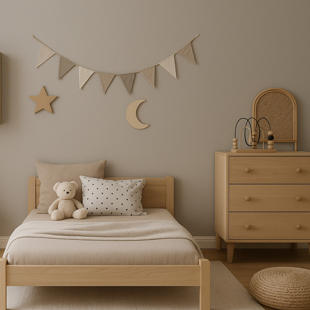 Chambre d’enfant naturelle peinte en Souris Gris Bleuté – peinture à l’argile Argil’Is Maison Étanche