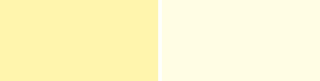Comparatif visuel entre les teintes Fenugrec Jaune Moyen (à gauche) et Champagne Jaune Clair (à droite) sur peinture à la chaux
